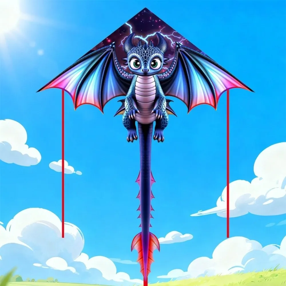 Nuevo cometa de dragón de dibujos animados fácil de volar, pterosaurio grande, cometa para niños Ripstop, línea de cometa de 100 metros, juguete volador al aire libre, deportes divertidos
