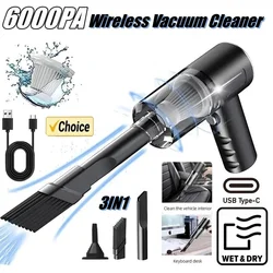 6000PA Car Vacuum Cleaner Portable Wireless Vacuum Cleaner Strong Suction Handheld Vacuum Cleaner Powerful Blower for Car Home