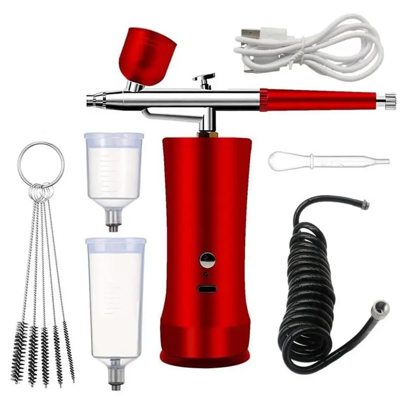 ABKJ-Handheld Airbrush Set For Makeup, Painting, Cake Decor- Electric Airbrush Kit With Compressor& Cordless Air Brush Included