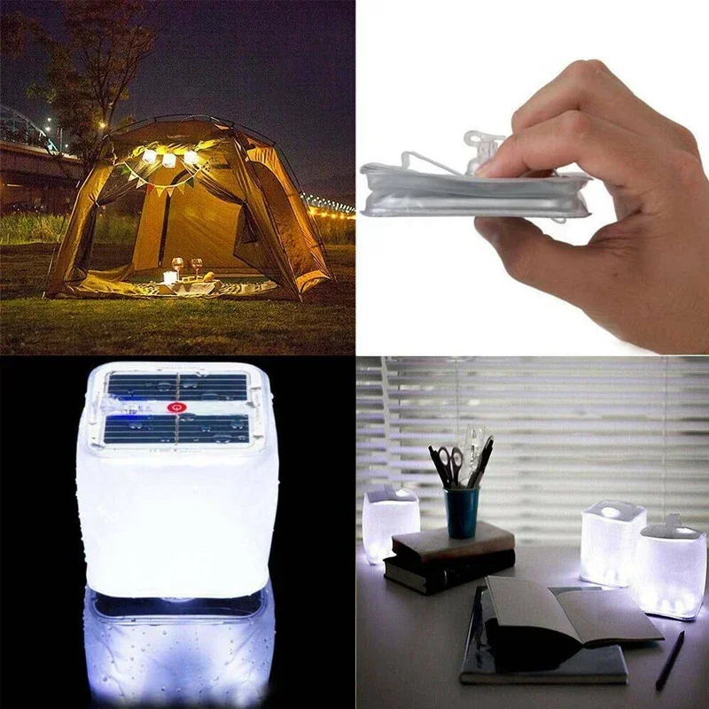 Solar Power Inflatable Camping Lights Outdoor LED Lamp Frosted Square Solar Panel Shed Light Emergency Hiking Lighting