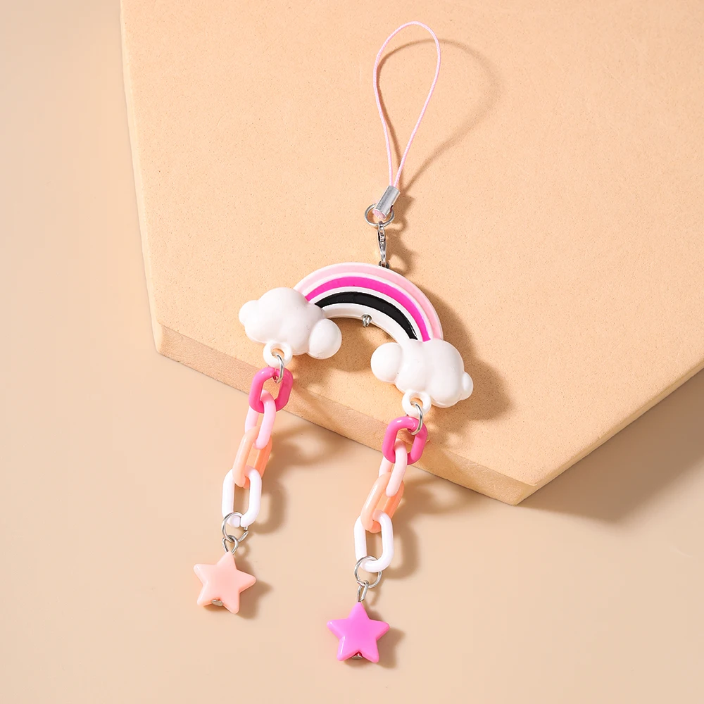 Aihua Süße Niedliche Regenbogen-Stern-Handykette, Hängender Handyriemen, Handgefertigtes Handy-Lanyard, Schlüsselanhänger, Anhänger, Schmuckgeschenke für Frauen – Detail 7