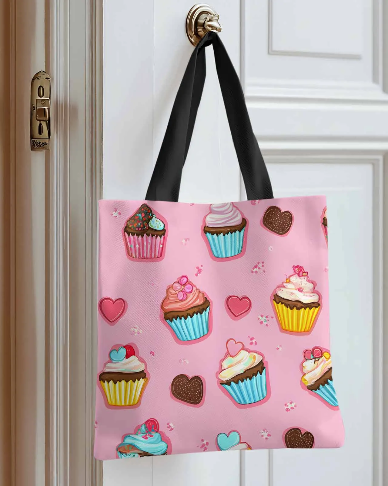 

Cartoon Cute Cake Dessert Canvas Bag Handbag Oxford Cloth Eco Shopping Storage Bag for Home Use