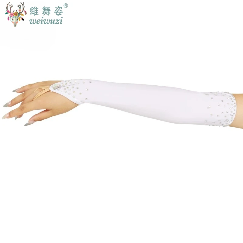라틴 댄스 다이아몬드 장갑 슬리브 댄스 소녀 여성 전문 경쟁 액세서리 섹시한 댄스 스포츠 파티 장식