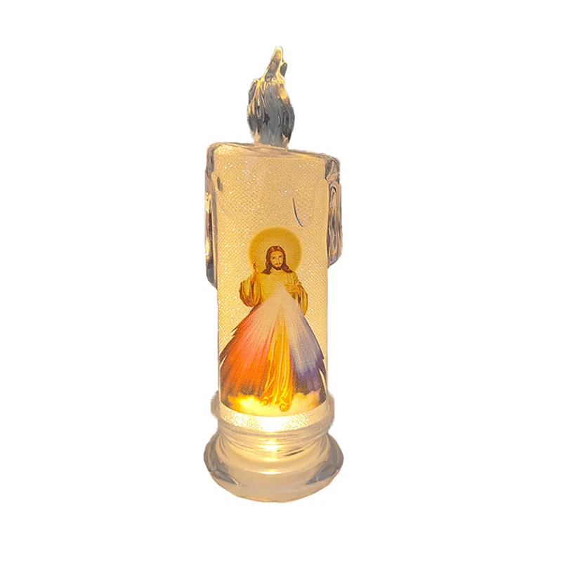 Creative Candles Lamp Jesus Christ LED Tealight Romantic Pillar Light Battery Operated Flameless Electronic Candle Candles Home