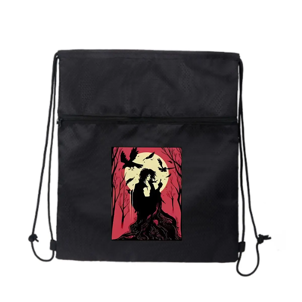 

Ночь ужасов, жуткая иллюстрация, художественная черная минималистичная уличная сумка на молнии на шнурке