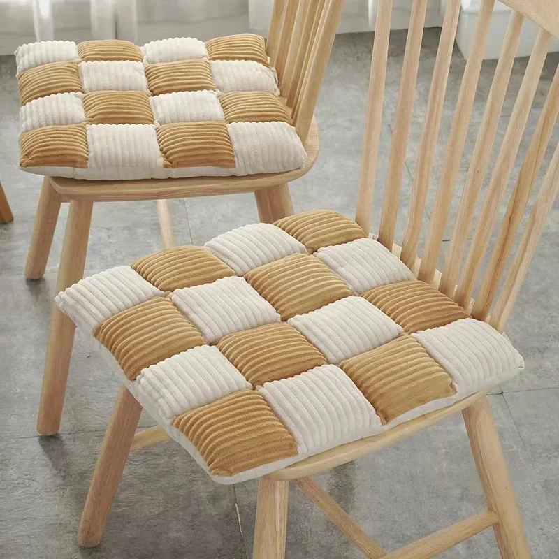 Thick Corduroy Plaid Chair Cushion, Back Seat Cushion, Buttocks Support, Indoor and Outdoor, Garden Chair, Home and Office