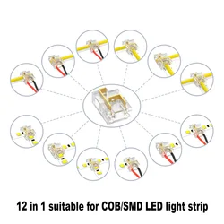 Mini LED Wire Connectors 12 In 1 Compatible With COB And SMD LED Light Strip Multifunctional 2 Pin For 8mm 10mm Terminal Blocks