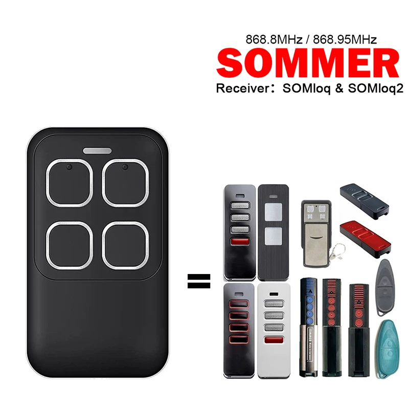 

SOMMER Pearl Vibe Twin Status 4018 4019V021 4019V000 4019V003 4019V001 4018V020 Garage Door Opener Remote Control 868MHz