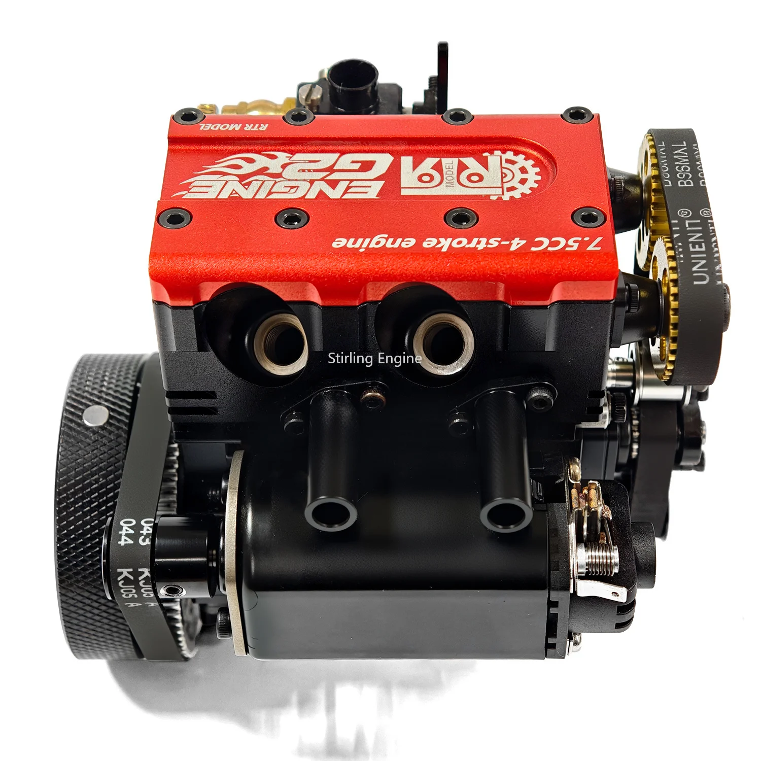 7.5CC Four-Stroke Engine Model Inline Twin-Cylinder Gas Version Working Engine Model Assembly Metal Toy Kit DIY Gift