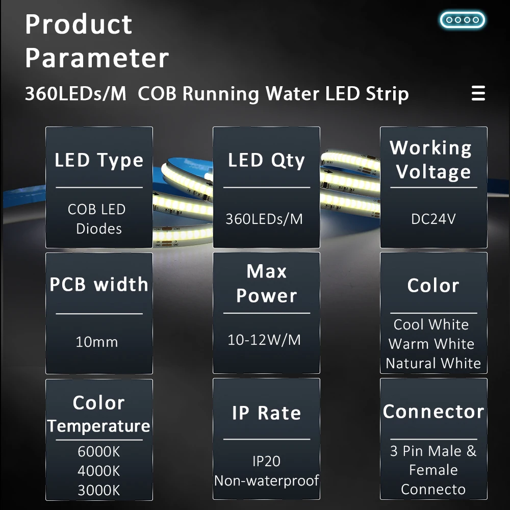 Imagem -05 - Stair Light Controller Kit com Sensor de Movimento Pir Cob Running Water Flow Strips Iluminação da Escada 2in 24v 400w 5m 10m 15m