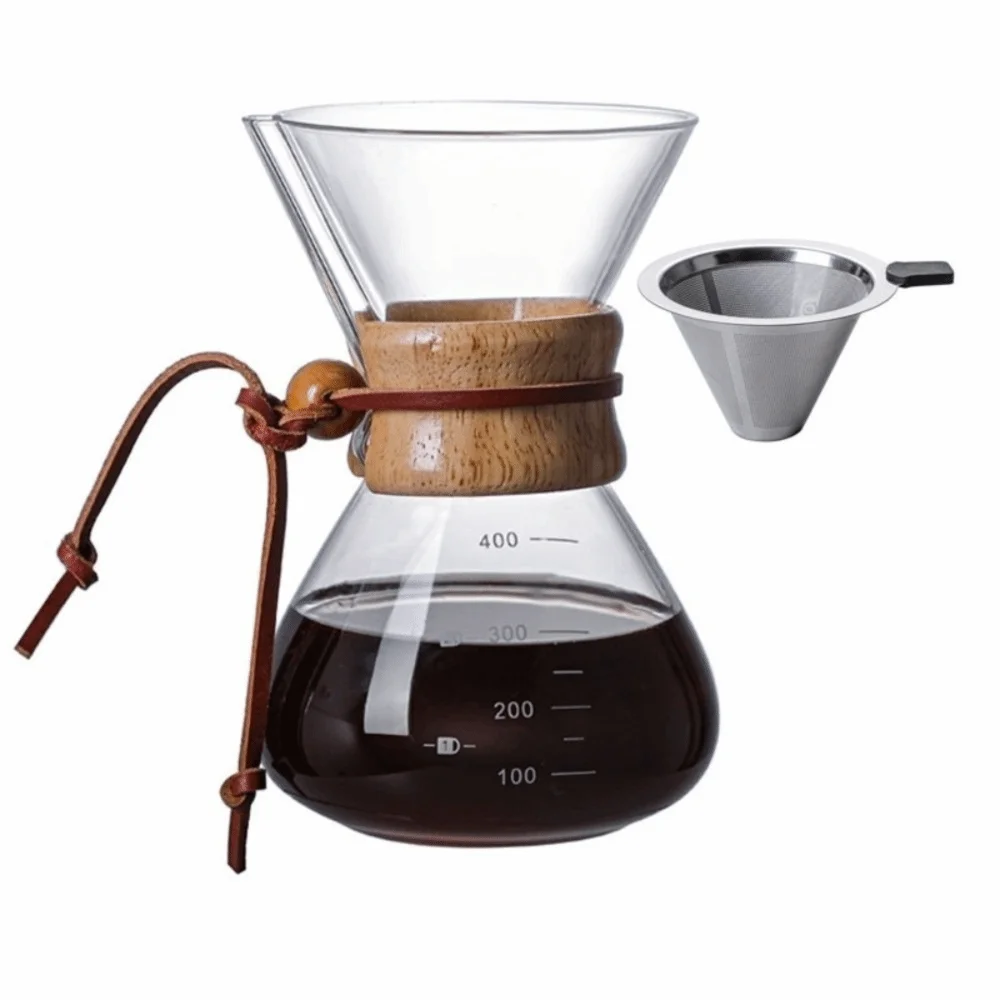 

Кофеварка из нержавеющей стали, кофейник с фильтрующей сеткой, деревянная ручка, чайник, стекло 400 мл/600 мл, кофейная посуда для дома