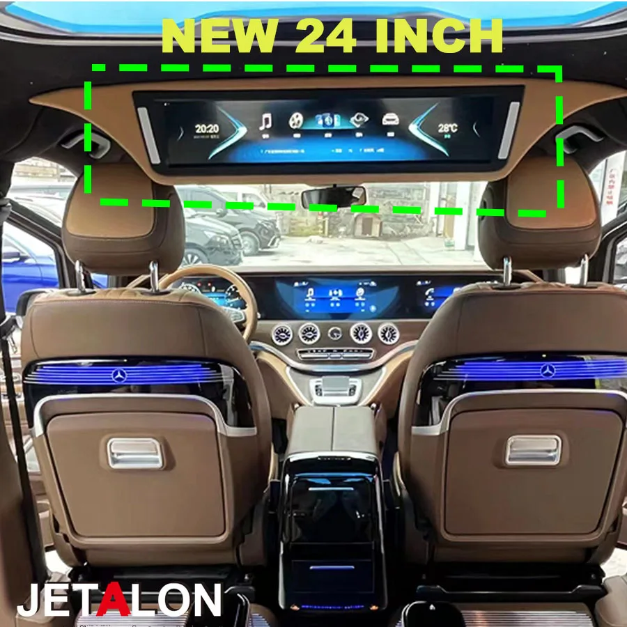 For Mercedes Benz Vito V300 V-class 24 Inch Center Rearview Display Roof WideScreen Ceiling Monitor Video Player Mirror Link