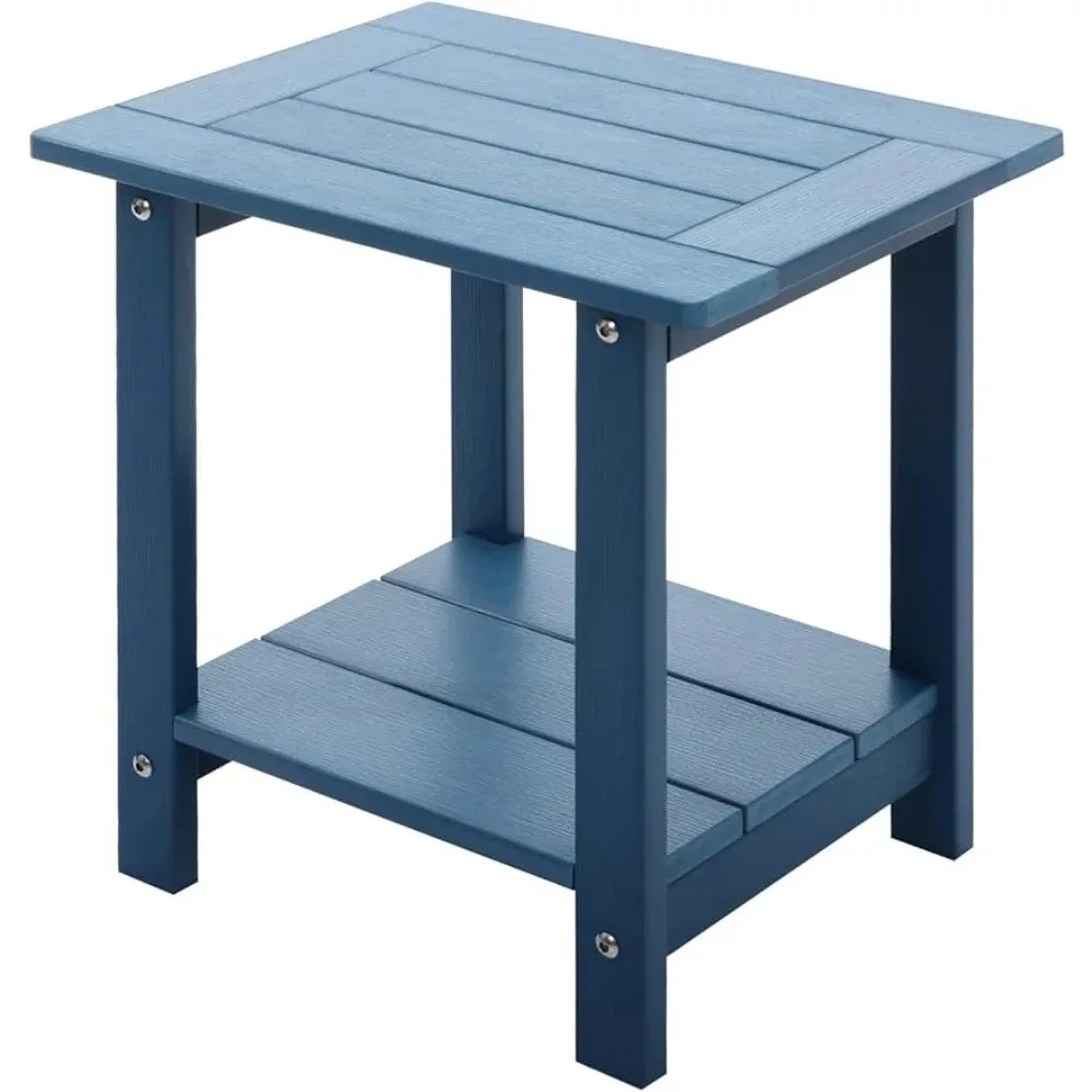 Meluvici Double Adirondack Outdoor Side Table Weather Resistant, Outdoor Rectangular Patio End Table Adirondack Chair, Dark Blue