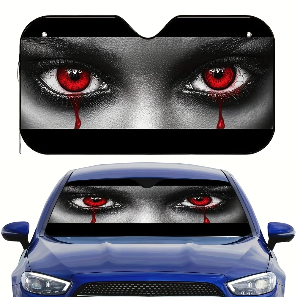 1pc Halloween Bloody Gaze Car Sun Visor With Bloodshot Eyes & Dripping Effect - Fit Sun Glare Reduction, Heat For Daily Commute