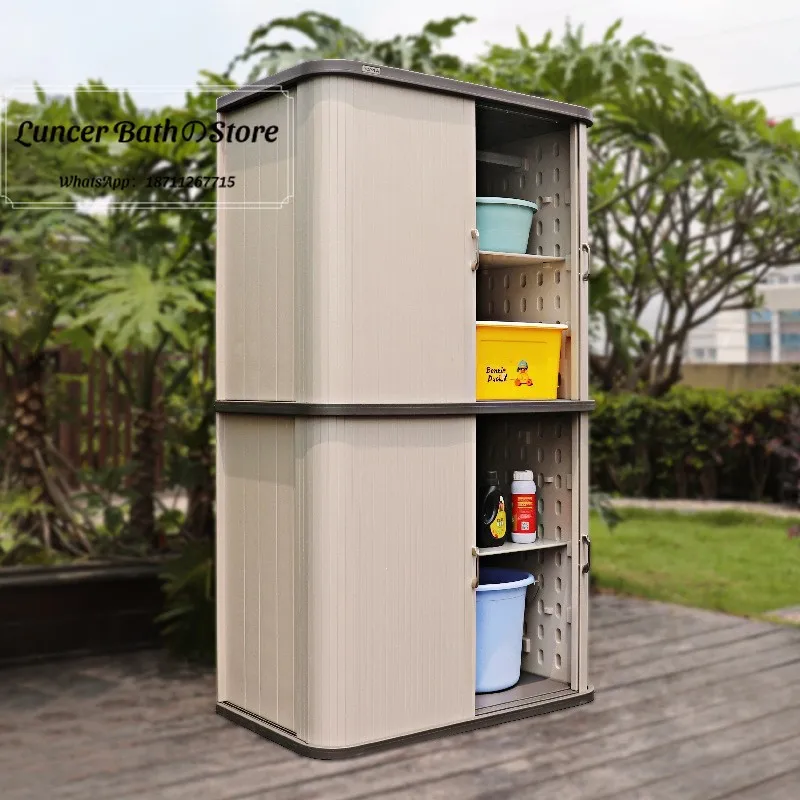 Large-capacity household combination floor cabinet, rain-proof and sun-proof outdoor locker, balcony sundries tool cabinet