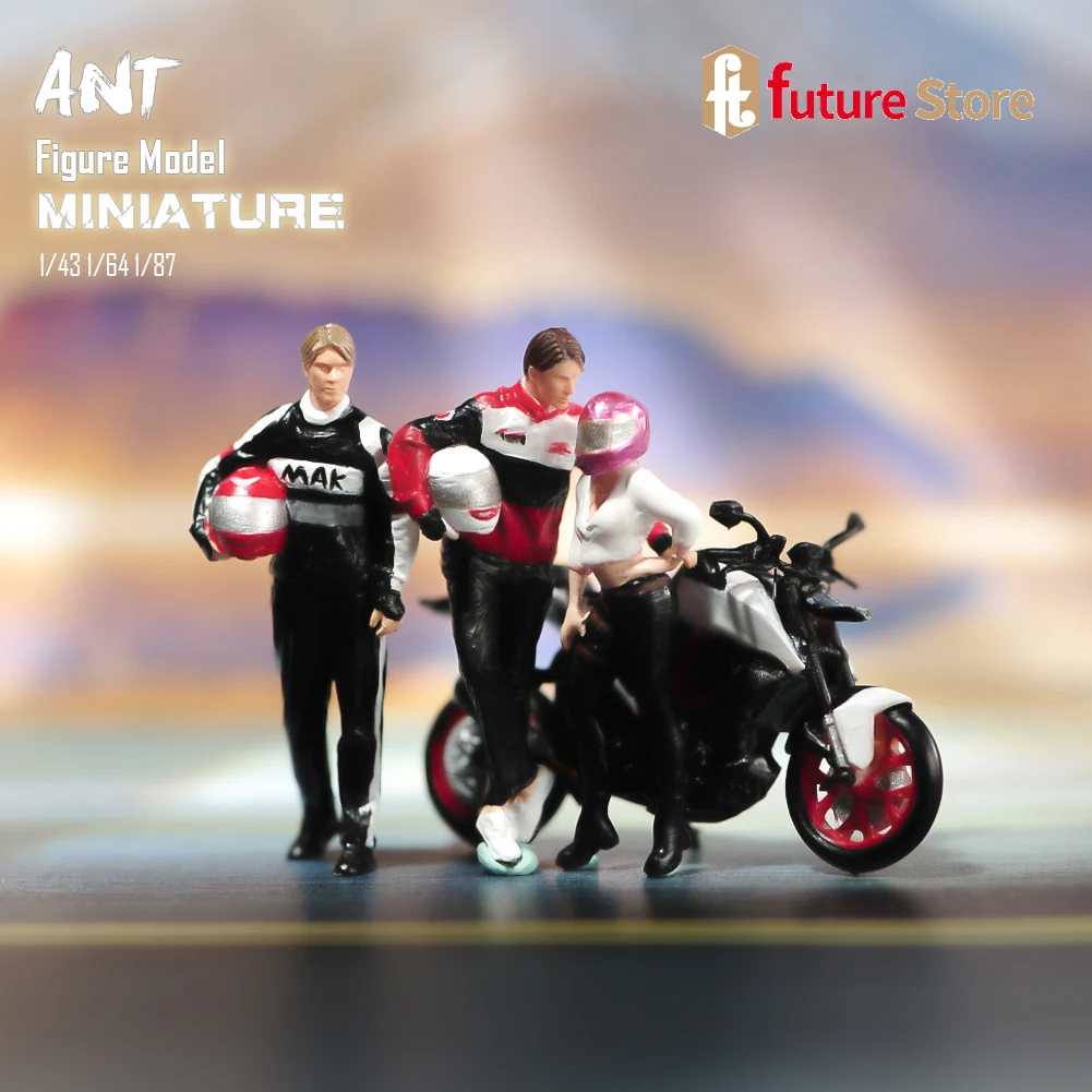 ANT Resin 3D Print 1/87 1/64 1/43 Motorcycle Racing Driver Diorama Figure Model Miniature Creative Photography CarsVehicles Toy