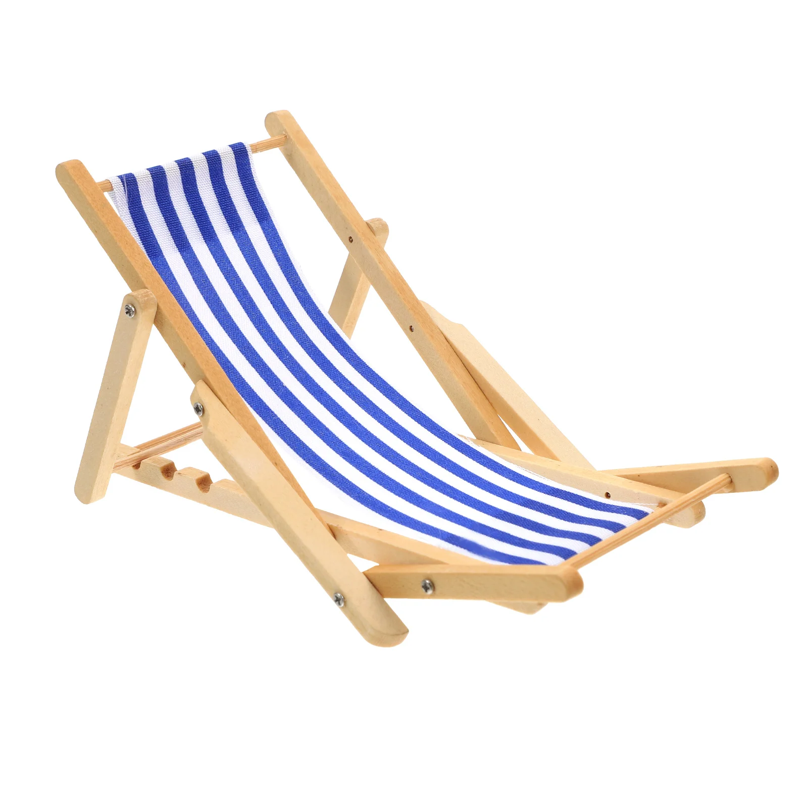 Beach Chair Miniature Foldable Dolls Furniture Chaise Longue Wood House Cloth for Kids