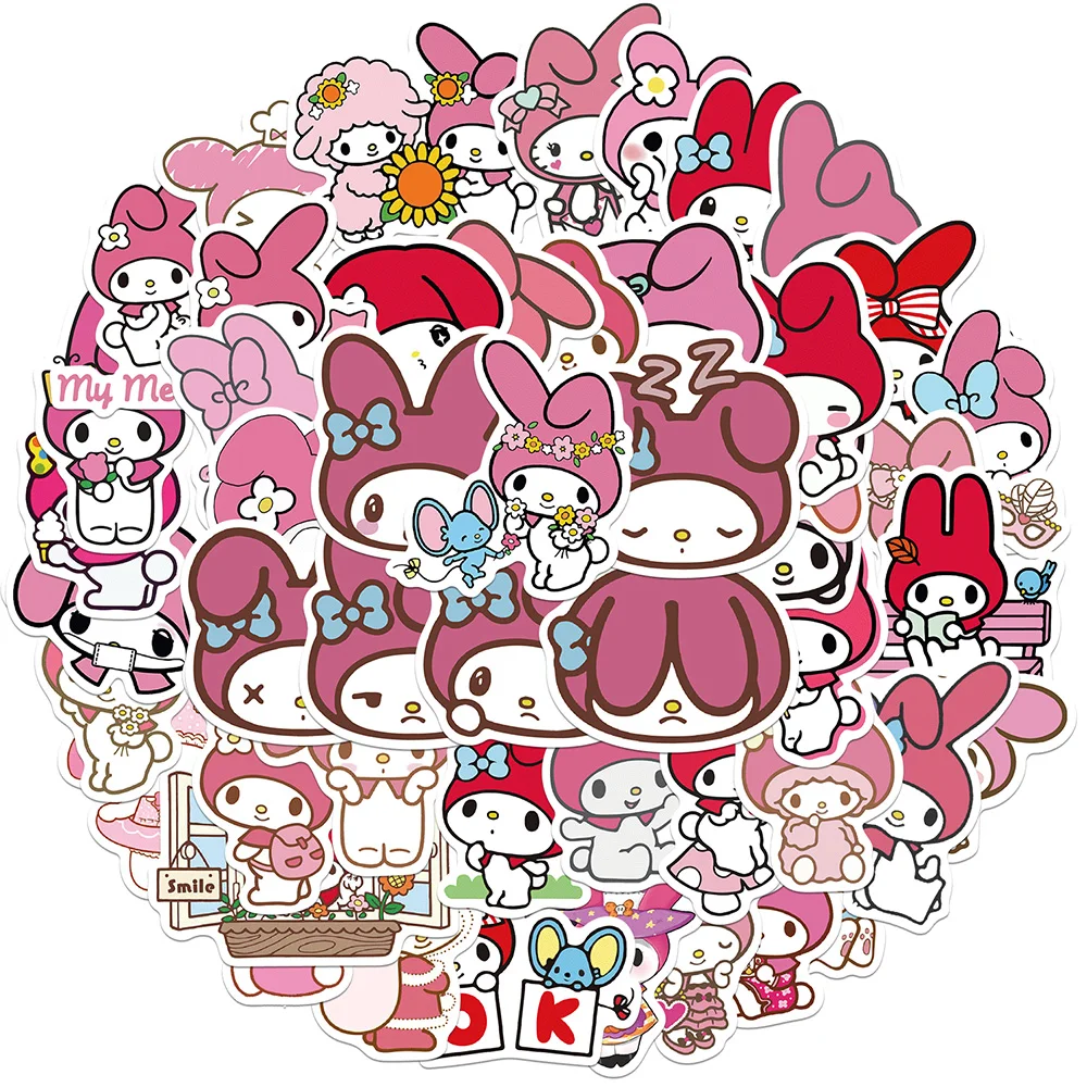 

10/30/50pcs Anime My Melody Aesthetic Decoration Stickers Kawaii Kid Graffiti Toy DIY Guitar Fridge Sanrio Cartoon Decal Sticker