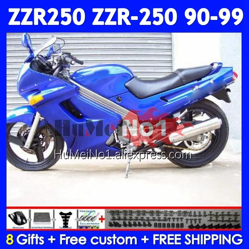 Bodys For KAWASAKI NINJA ZZR 250 ZZR-250 241No.170 ZZR250 1990 1991 1992 Hot blue 1993 1994 1995 1996 1997 1998 1999 Fairing