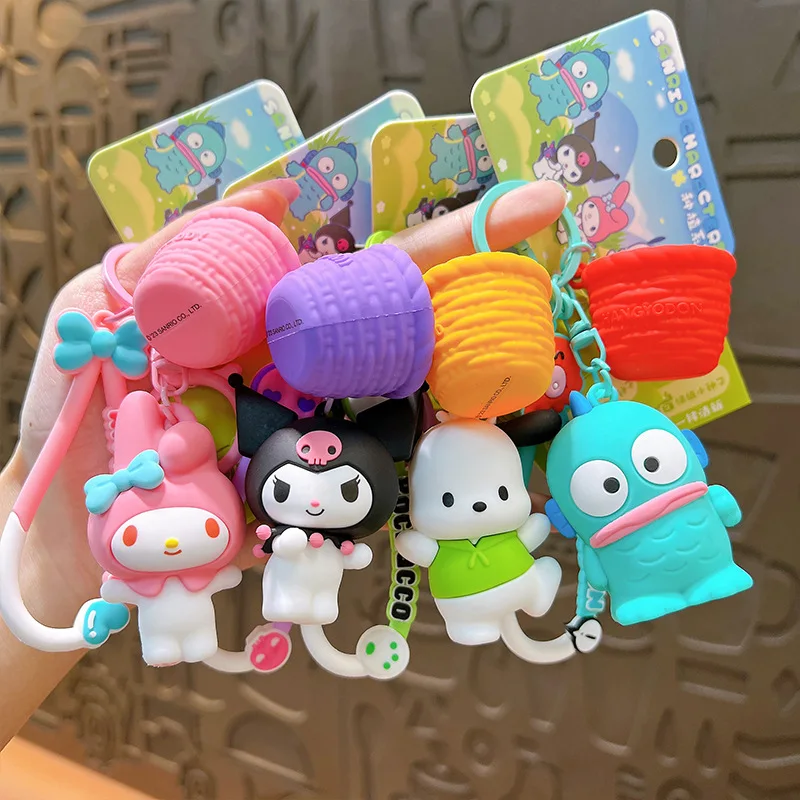 Kawaii sanrio Schlüssel bund niedlichen Hangyodo Schlüssel anhänger Pochacco Kuromi Rucksack Anhänger kreative Samen Keying Zubehör Geburtstags geschenk