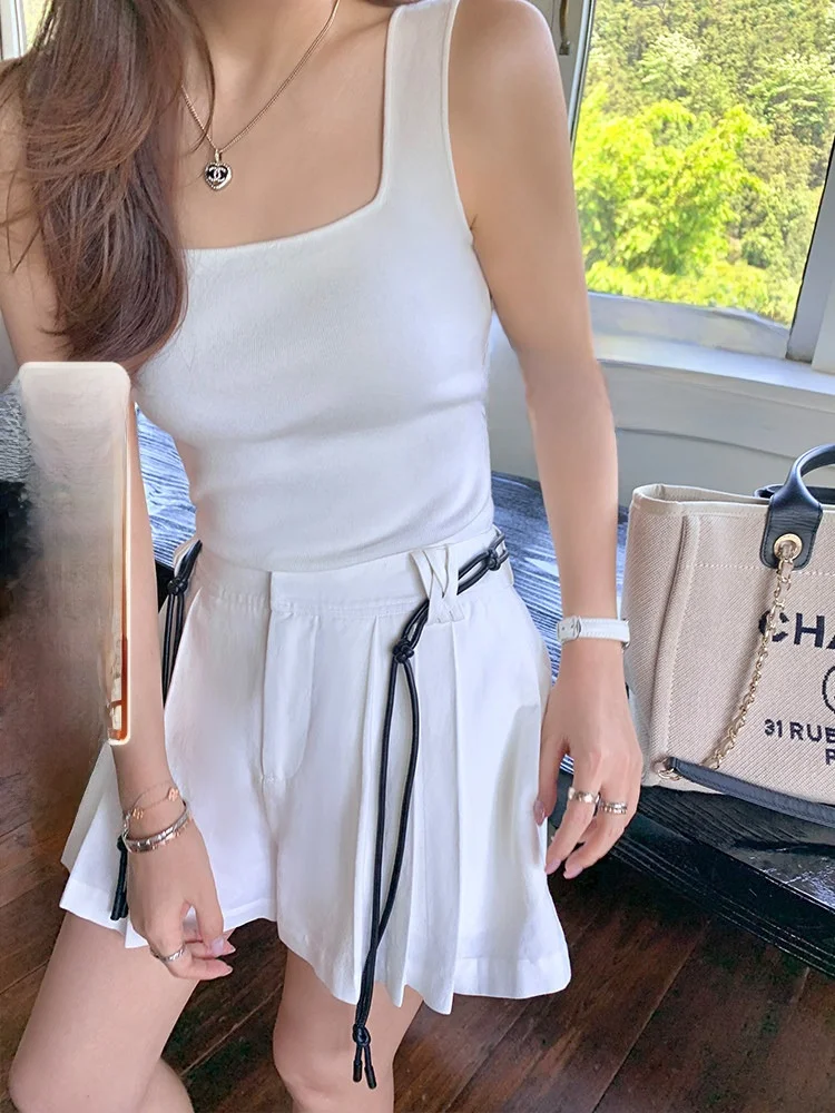 

Брюки-юбка Cloud Air ручной работы с плиссировкой, приятные к телу, с высокой талией, утягивающие, женские повседневные брюки прямого кроя