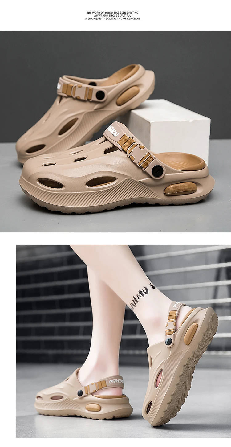 Herren Sommer Outdoor Rutschfeste Clogs mit Weichem Tragegefühl, Paar-Outdoor-Sport-Strandsandalen mit Geschlossener Zehenpartie – Detail 13