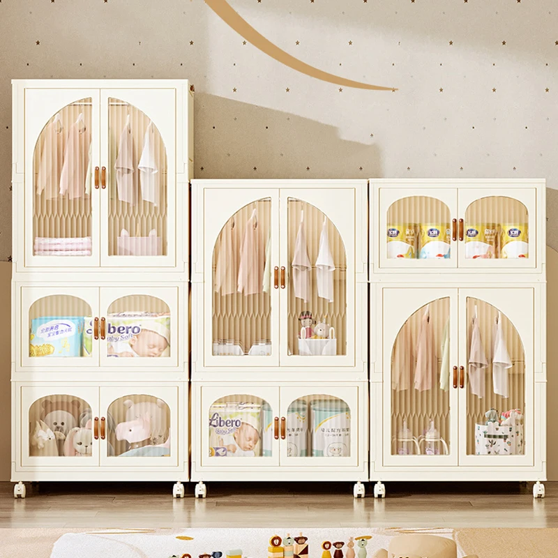 Large-capacity Transparent Folding Wardrobes Home Bedroom Closets Multi-layer Clothes Storage Cabinet Plastic Organizing Bins