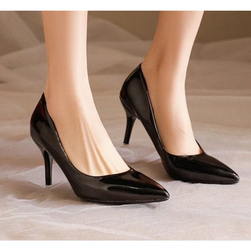 

Black Red Sexy High Ethnic Pumps with Thin Heels Pumps Pointed Toe for Office & Career Red Bottom High Heels Shoes Plus Size 42