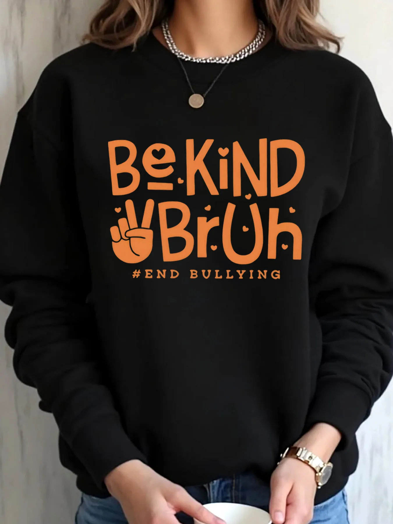 

Женская толстовка большого размера на Хэллоуин Be Kind Bruh End Bullying с принтом, верхняя одежда