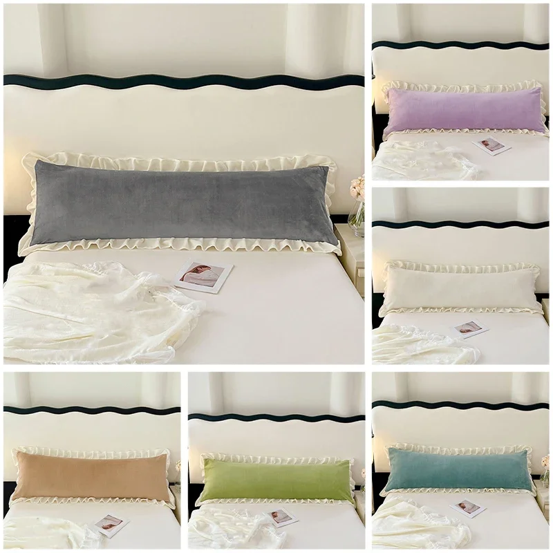 Thick Soft Velvet Couple Lover Long Pillowcase  Comfortable Lace Pillowcase 120/150/180cm Bedroom Hugging Body Pillow Cover