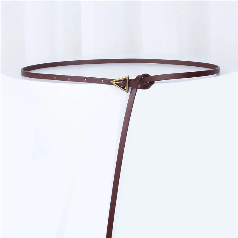 

Luxury Designer Skinny Genuine Leather Women Waist Belt Corset Triangle Buckle Belts Ladies Straps Waistband Appreal Accessories