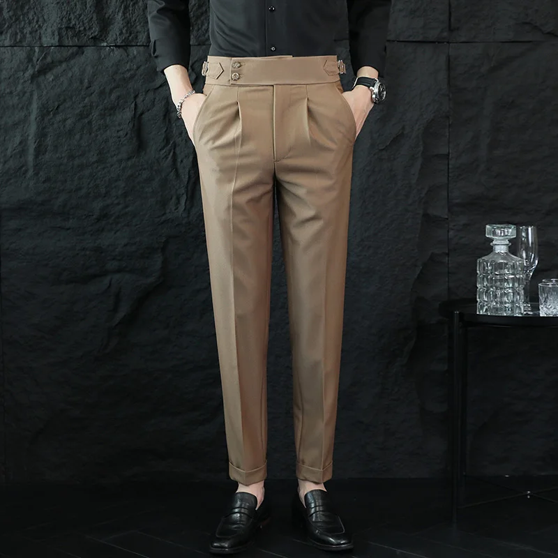 

2024 Men's Formal Slim Fit Ankle Pants Clothing Dress High Quality Business Fashion Male Casual Wear New Suit Trousers L19