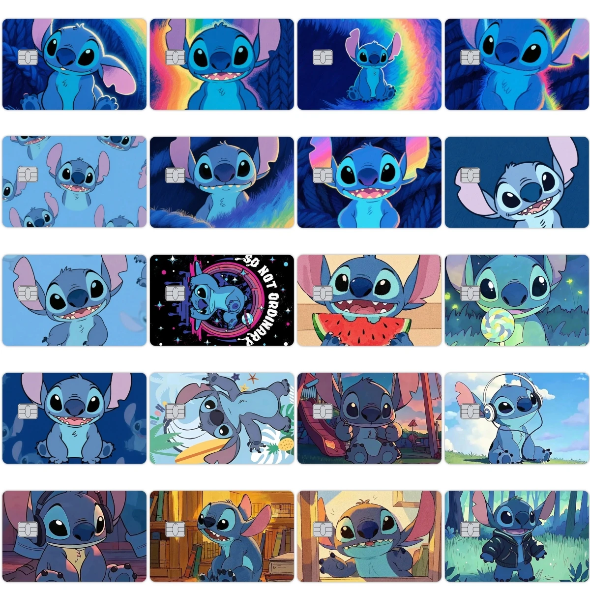 

Stitch Anime Bank Credit Card Skin Stickers Kawaii Cartoon Diy Ultra-thin Star Laser Shiny Self-adhesive Sticker Skin Film Decal