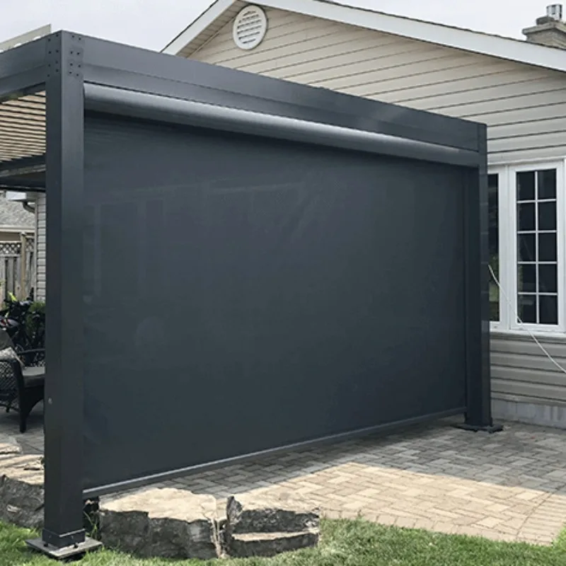 Blinds Zipper PVC Tende a Rullo in PVC Roll up Screen Outdoor Blind Motorized Wind Screen Rolling Outdoor Ziptrak Blind