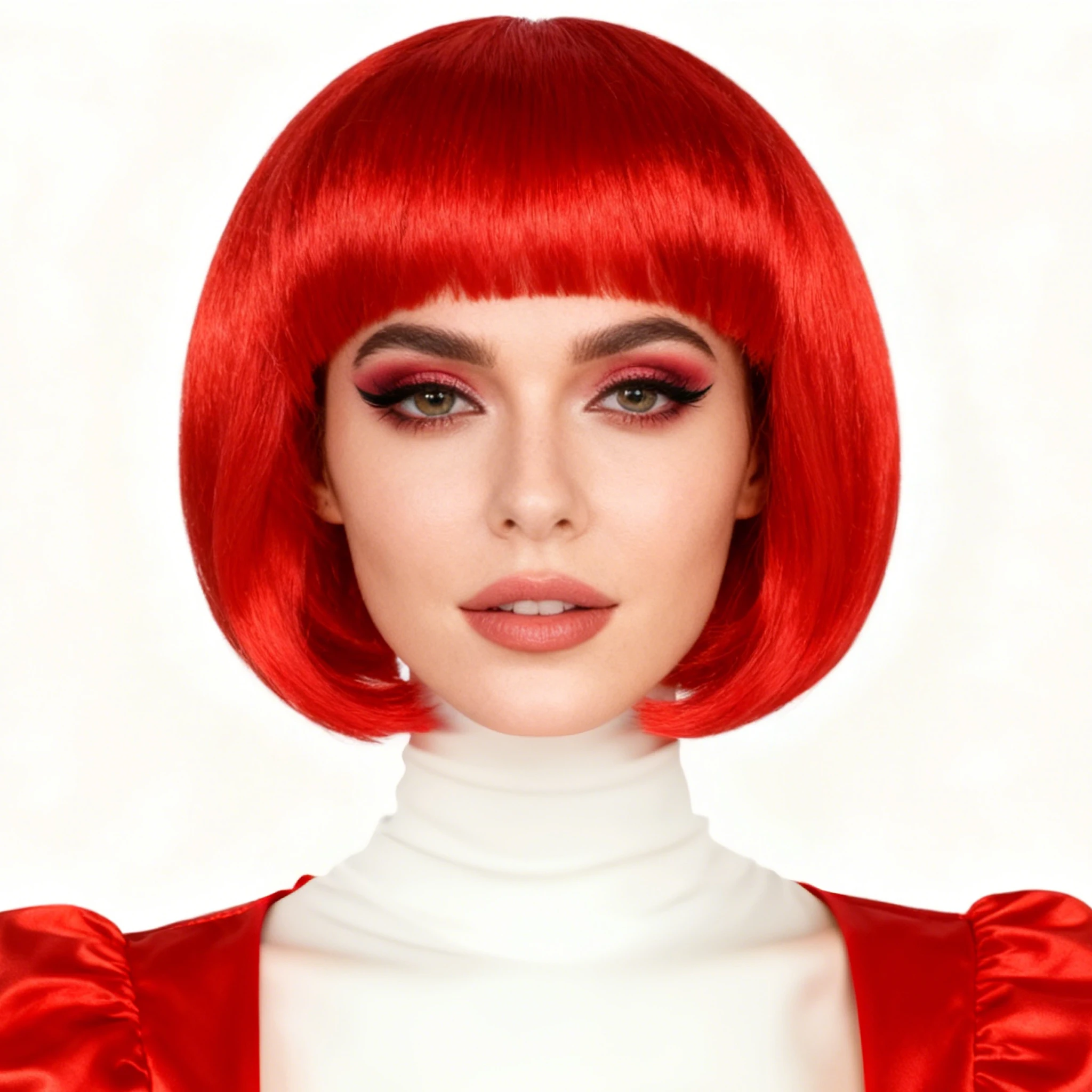 

Red Bob Wig with Bangs - Valentine's Day Elegant Party Wig for Women, Synthetic Hair for Romantic Events/Cosplay