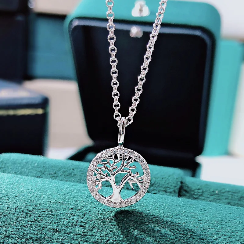 New S925 Sterling Silver Bracelet Tree of Life Fortune Tree ins wind simple and fresh necklace silver jewelry wholesale