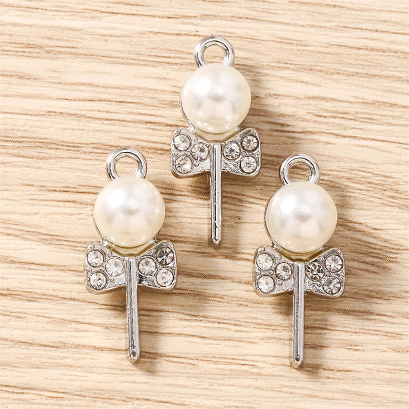 Tusember 10 Stück 10*24mm Niedliche Perlen-Rosen-Blumen-Anhänger für Handgemachten Schmuck zur Herstellung von Armbändern, Halsketten und Ohrringen – Detail 1