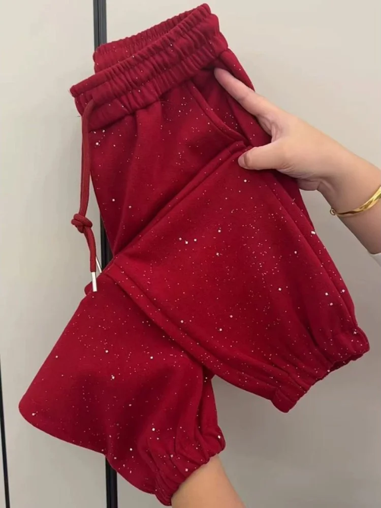 High Waist Harlan Pants Women's Loose Casual Lantern Pants Sparkling Sequin Cuffed Leisure Trousers for Spring Summer
