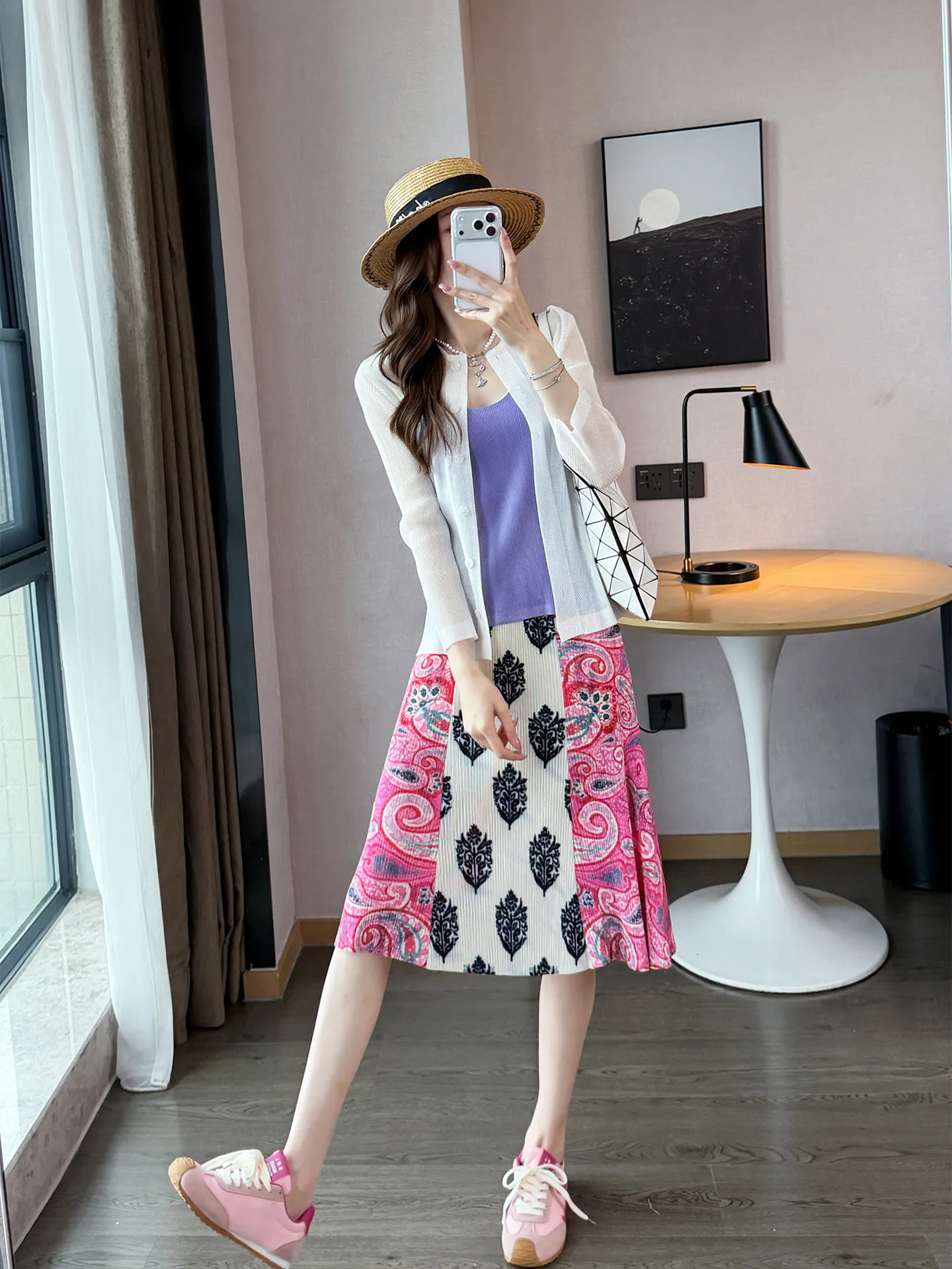 Fashion Casual Travel Holiday Skirt for Women Geometric Pattern Loose-fitting Plus-size Stretchy Comfortable Versatile Skirt