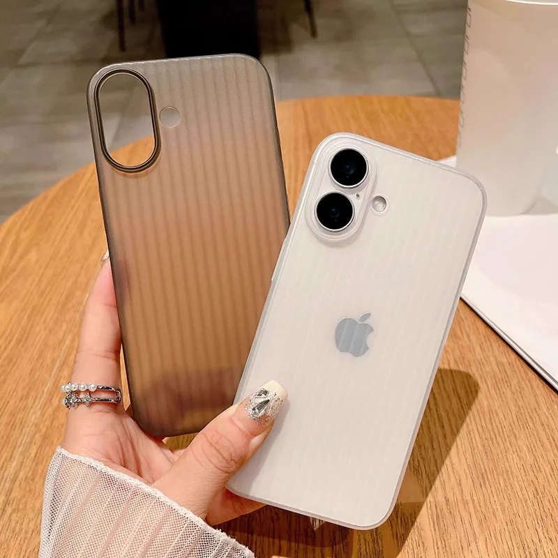 

Case For iPhone Air 17 Pro Max 16 15 14 13 12 11 Pro Max Plus Ultra Thin Translucent Matte Ribbed Corrugated Texture Soft Cover