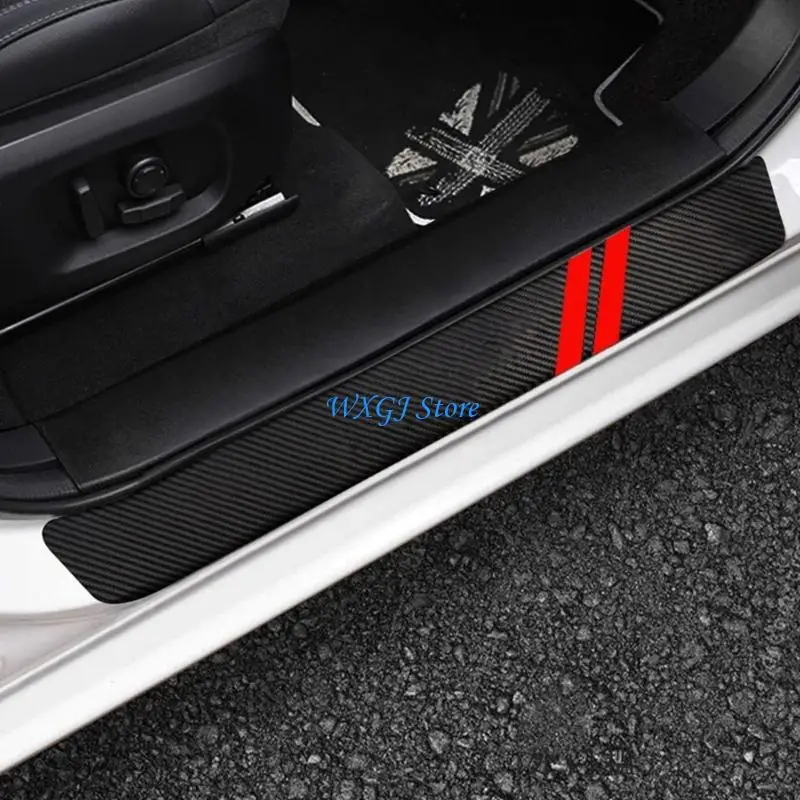 37JE Car Door Guards Carbon Fiber Look Door Sill Protectors For Cars And SUVs 2
