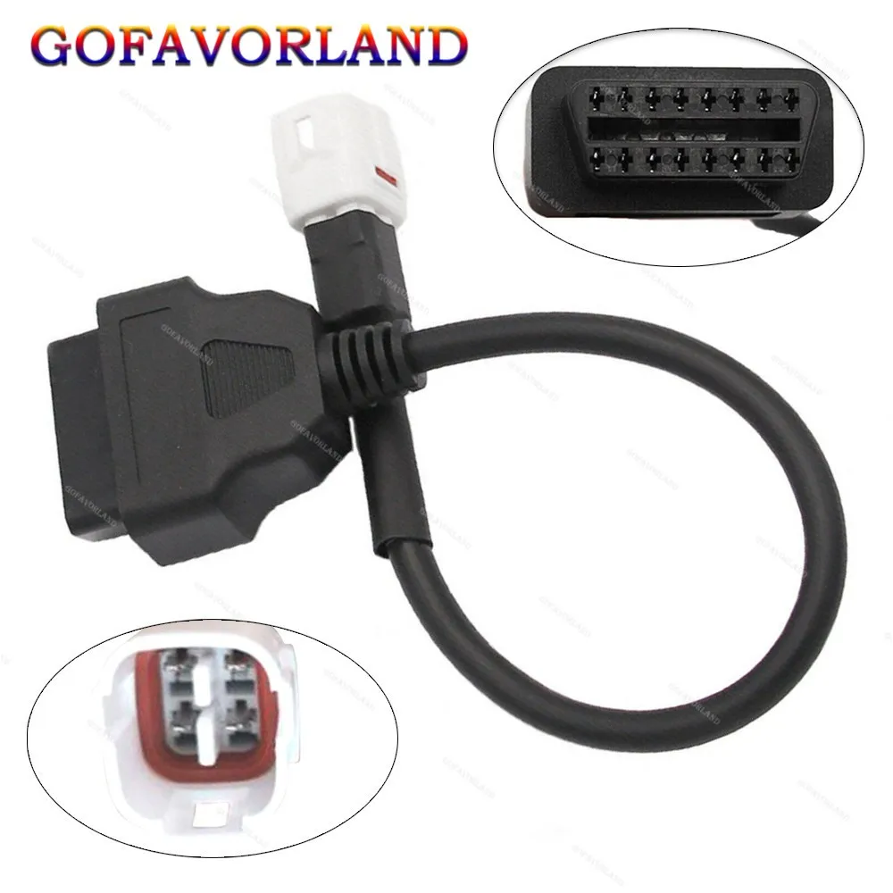 

4Pin OBD2 OBDII Cable Diagnostic Adapter Connector Plastic Black & White For Yamaha R1 R6 MT09