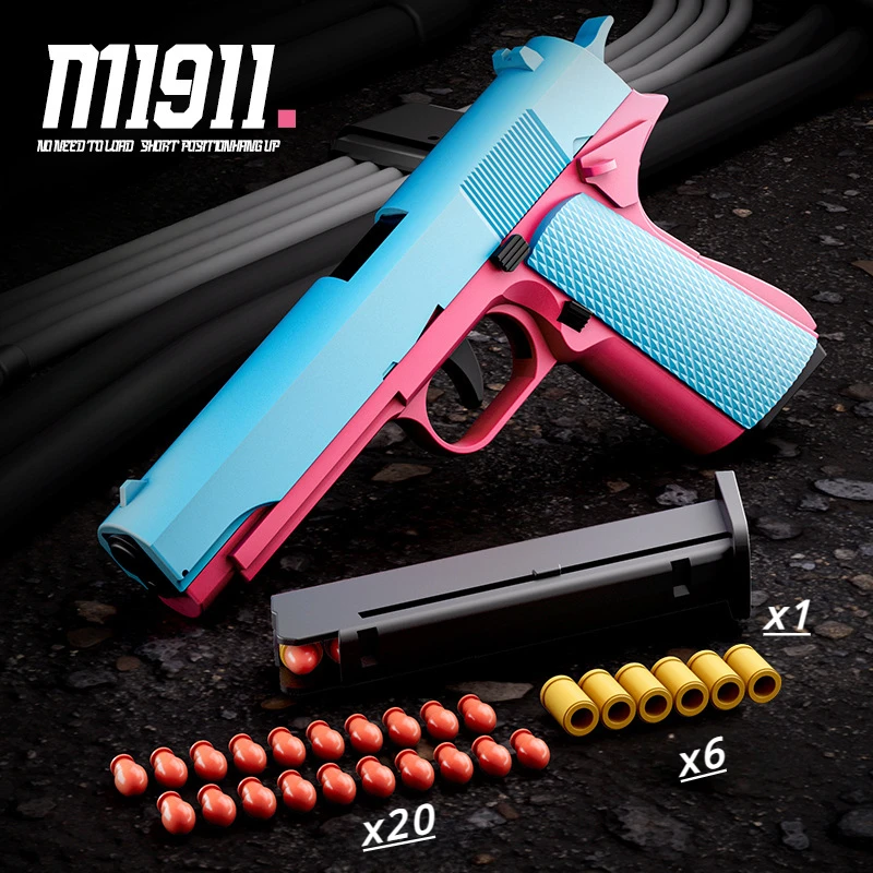 M1911 Colt Toy Gun Pistol Soft Bullet Shell Ejected Blaster Manual Airsoft Air Gun Launcher For Children Adults Shooting Games