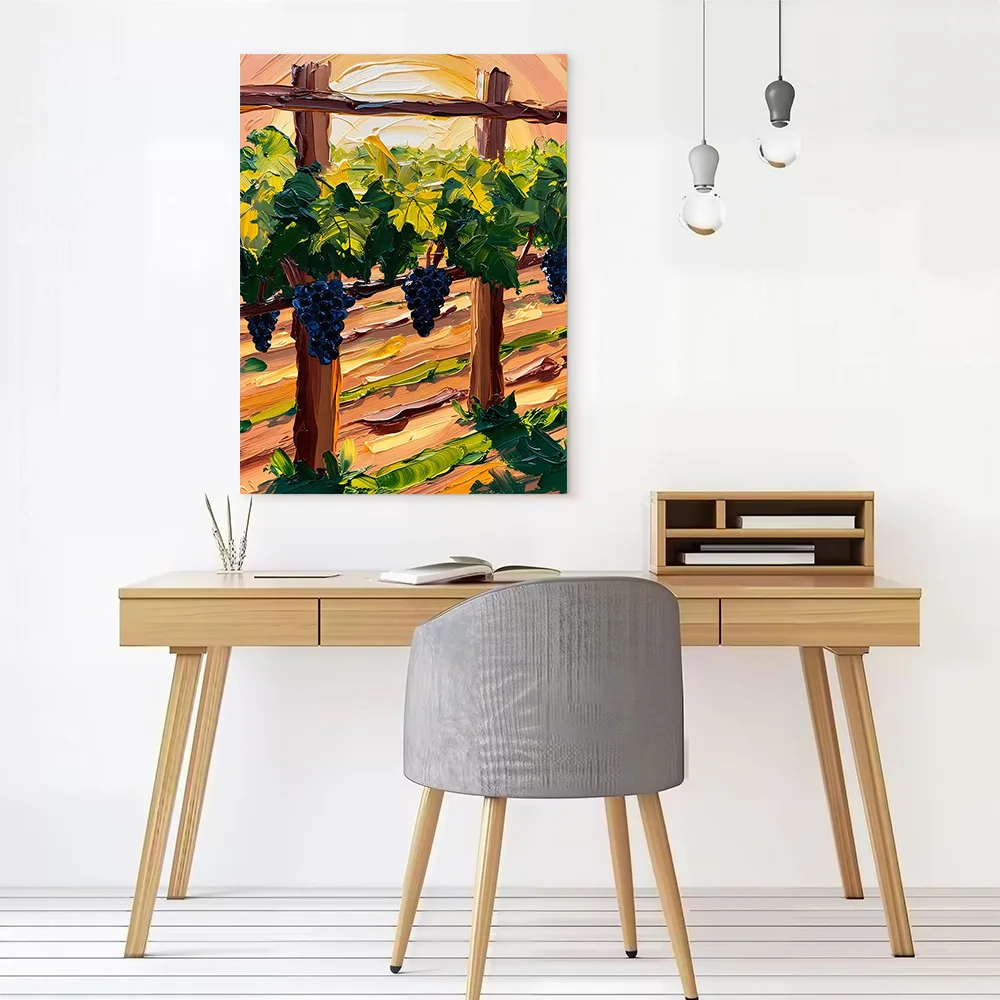 Impressionistic Grapes Vineyard Oil Painting Canvas Wall Art Poster Custom Photo Print Modern Painting for Fans Room Ornaments