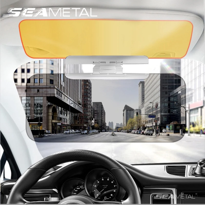 SEAMETAL Car Sun Visor HD Mirror Anti Sunlight Dazzling Day Night Vision Driving Mirror Covers Anti-UV Clear View Accessories