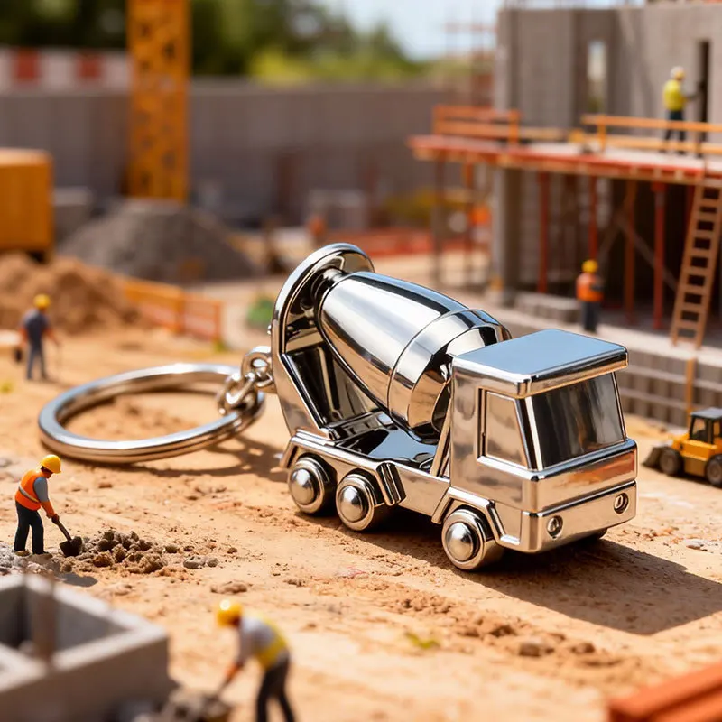 

Mini Simulation Alloy Concrete Mixer Truck Keychain Creative Engineering Car Model Metal Key Ring Pendant Decor
