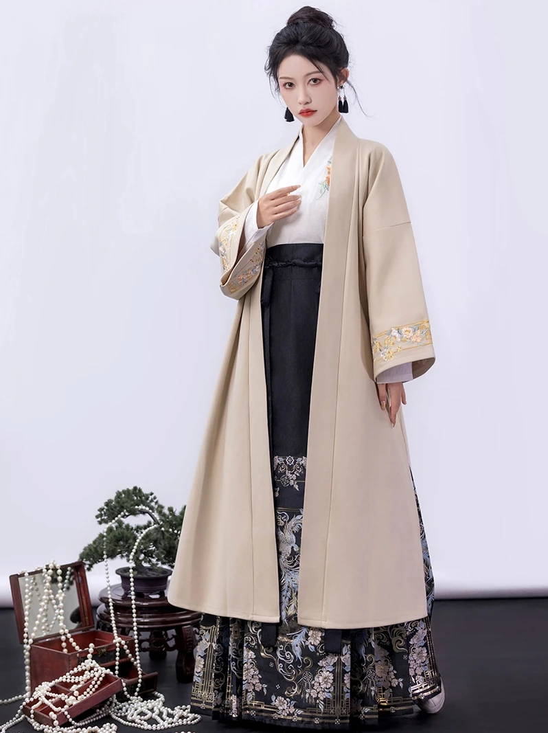 

New Chinese Sle Hanfu Women's Lituus Skirt Coat Woolen Coat Autumn Winter Faion Traditional National Sle Outerwear