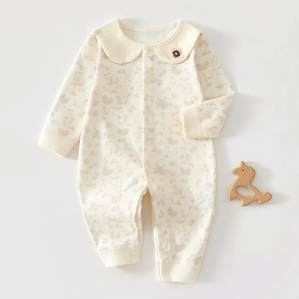 Long SLeeve Baby Jumpsuit Cotton Floral Plaid New Arrival Spring Autumn Newborn Gilr Clothes 1st Birthday Baby Boy Rompers
