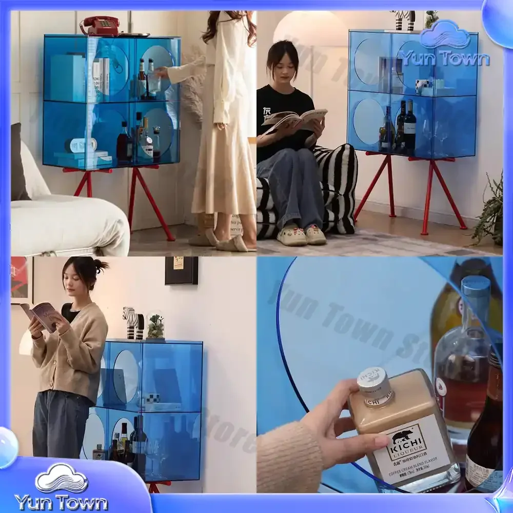Acrylic Labubu Blind Box Display Cabinet for Pop Mart for Gray Fang Style Living Room Corner Shelf Wall Mounted Entryway