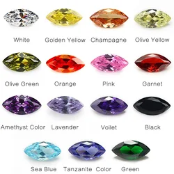 Mix 15 Colors Marquise Cut Cubic Zirconia Stone Loose CZ Synthetic Gemstone for Jewelry Making (Size 4x8mm-7x14mm)